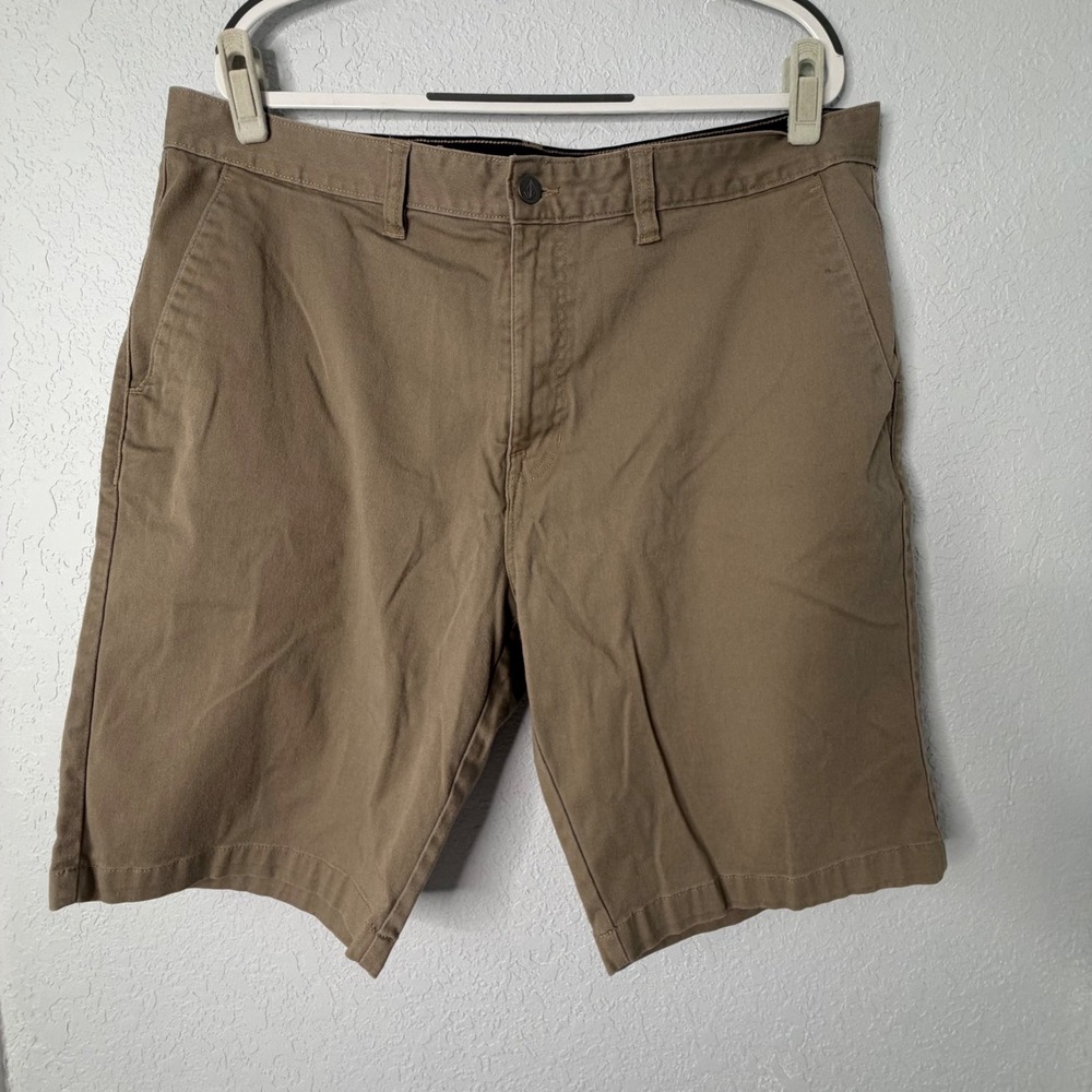 Volcom Mens Frickin Modern Stretch‎ Chino Shorts Khaki Tan Size 40 Skate Surf